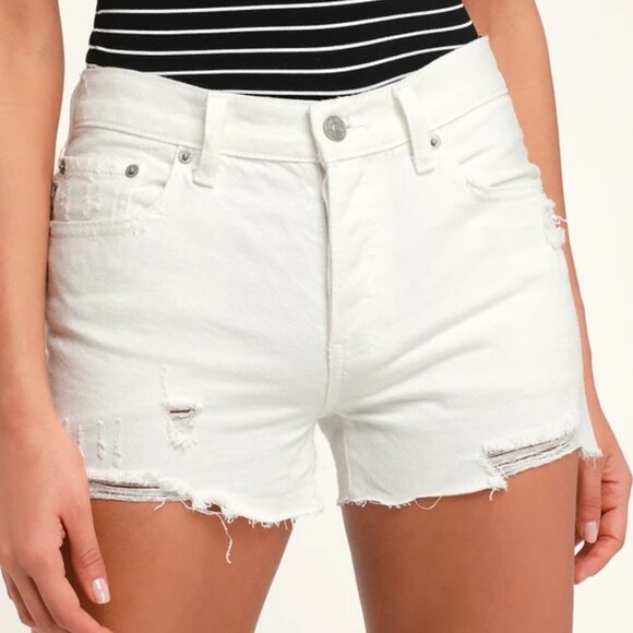 We The Free People Sofia White Cut Off Denim Shorts 27 Distressed Jean - Picture 2 of 9